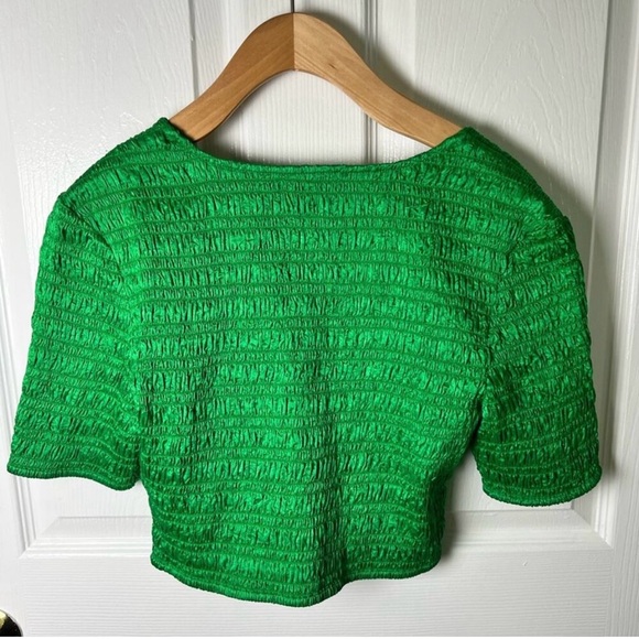 Ganni Cropped Smocked Top - Picture 3 of 5